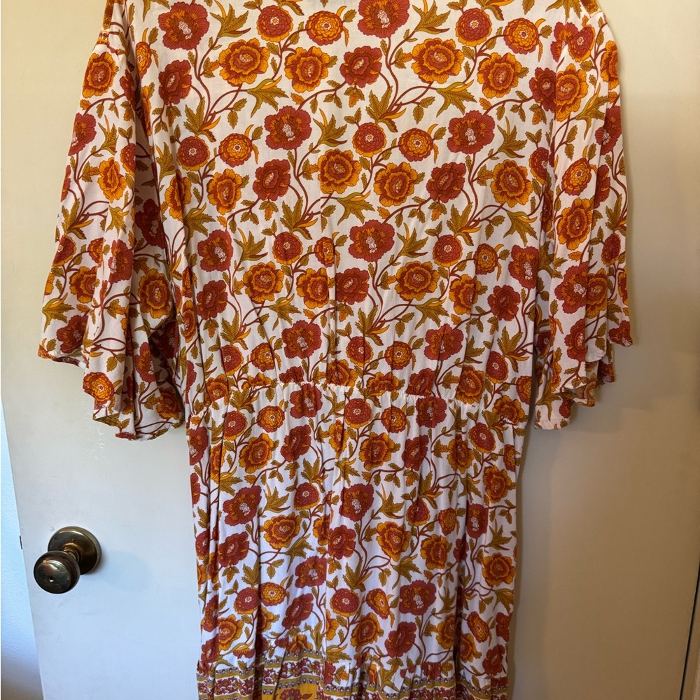 SHEIN Floral Dress with Orange and Yellow Accents